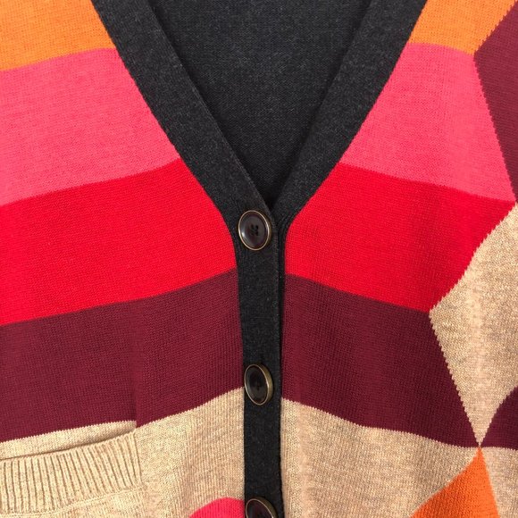 Cabi 100% Cotton Striped Diamond Sweater - Picture 2 of 5